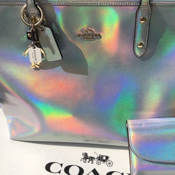 🌺Coach SILVER HOLOGRAM 75 anniversary BAG ,WALLET and ROBOT bag SET - Picture 3 of 13
